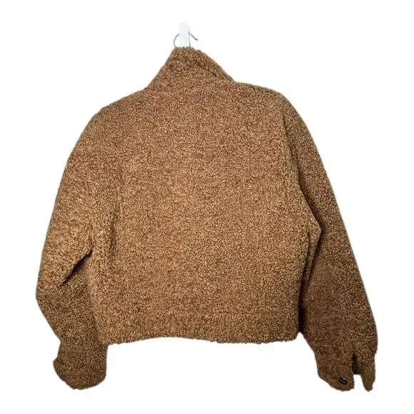 Capulet Aiden Sherpa Trucker Jacket Camel Teddy Fuzzy Crop Coat Size Small - Picture 4 of 13